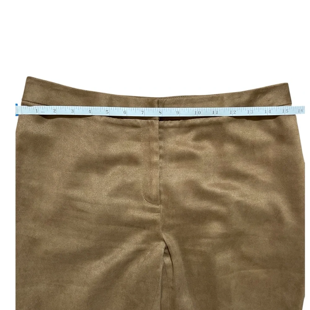 Casual Corner Faux Suede Brown Straight Leg Pants Sz 6 Minimalist Workwear‎ Chic